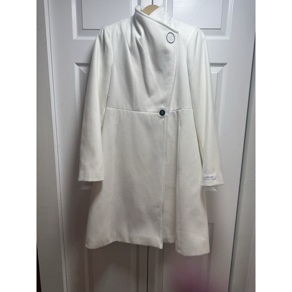 Calvin Klein Women's Size M‎ Asymmetrical Closure Welt Pockets Satin Lining